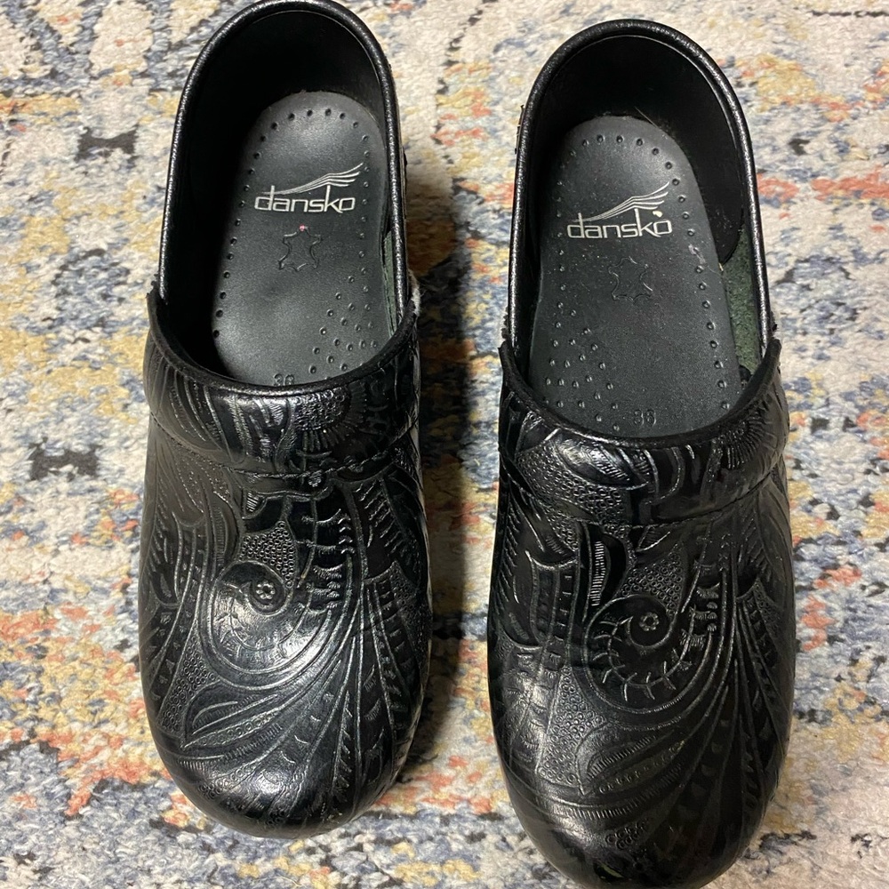 Dansko Black Patterned Clogs